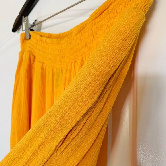 Forever 21 Golden Yellow Flowy High Waisted Linen Pants (Swim Coverup Bottoms) L - Picture 4 of 7